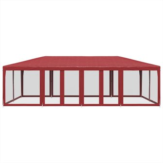 Partytent met 12 mesh zijwanden 8x4 m HDPE rood