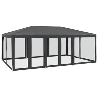 Partytent met 10 mesh zijwanden 6x4 m HDPE antracietkleurig