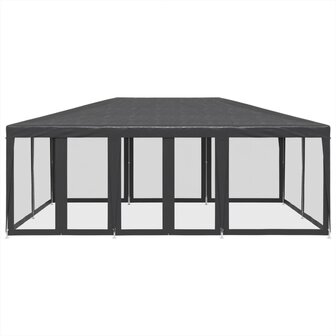 Partytent met 10 mesh zijwanden 6x4 m HDPE antracietkleurig