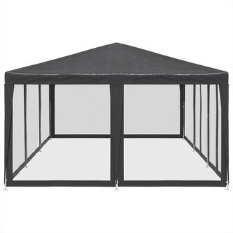 Partytent met 10 mesh zijwanden 6x4 m HDPE antracietkleurig