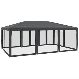 Partytent met 10 mesh zijwanden 6x4 m HDPE antracietkleurig