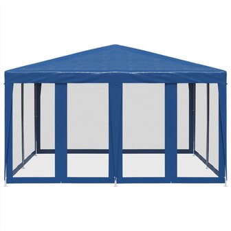 Partytent met 8 mesh zijwanden 4x4 m HDPE blauw