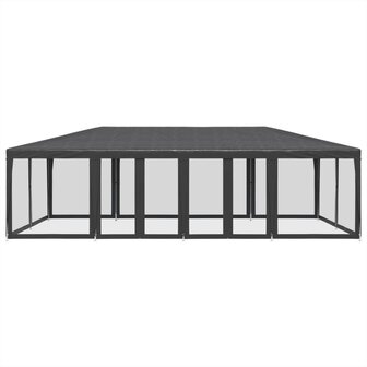 Partytent met 12 mesh zijwanden 8x4 m HDPE antracietkleurig