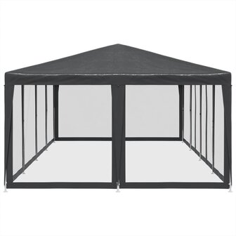 Partytent met 12 mesh zijwanden 8x4 m HDPE antracietkleurig
