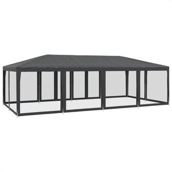Partytent met 12 mesh zijwanden 8x4 m HDPE antracietkleurig
