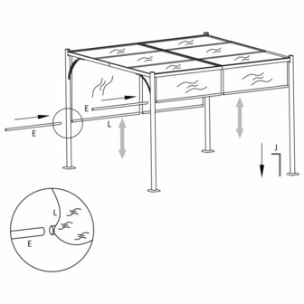 Pergola met uittrekbaar dak 180 g/m&sup2; 3x3 m taupe