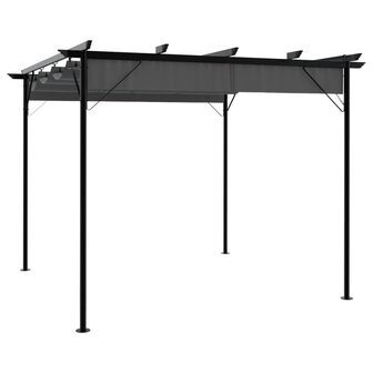 Pergola met uittrekbaar dak 180 g/m&sup2; 3x3 m staal antracietkleur