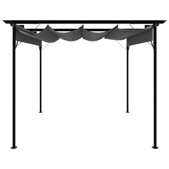 Pergola met uittrekbaar dak 180 g/m&sup2; 3x3 m staal antracietkleur