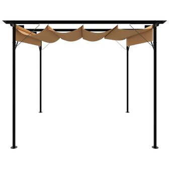 Pergola met uittrekbaar dak 180 g/m&sup2; 3x3 m staal taupe