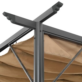 Pergola met uittrekbaar dak 180 g/m&sup2; 3x3 m staal taupe