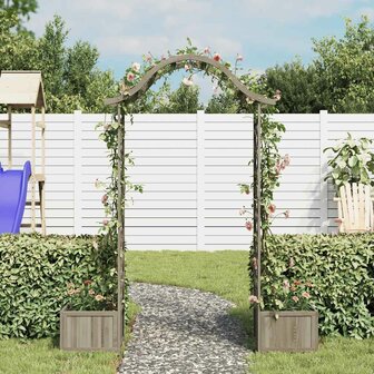 Pergola met plantenbak massief vurenhout grijs