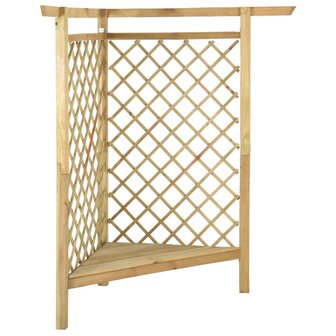 Hoekpergola met bank 166x81x174 cm ge&iuml;mpregneerd grenenhout