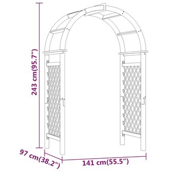 Boog met latwerk 141x97x243 cm ge&iuml;mpregneerd massief grenenhout