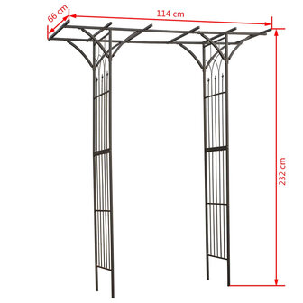 Tuinboog 114x66x232 cm metaal zwart