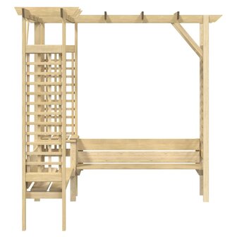Hoekpergola met bank ge&iuml;mpregneerd grenenhout