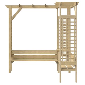Hoekpergola met bank ge&iuml;mpregneerd grenenhout