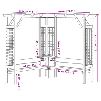 Hoekpergola met bank ge&iuml;mpregneerd grenenhout