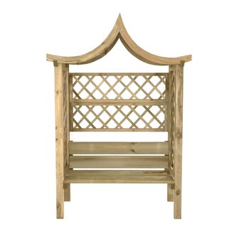 Pergola met dak en bank ge&iuml;mpregneerd grenenhout
