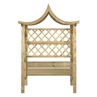Pergola met dak en bank ge&iuml;mpregneerd grenenhout