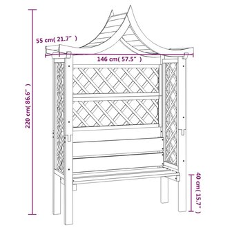 Pergola met dak en bank ge&iuml;mpregneerd grenenhout