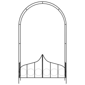 Tuinboog met hek 138x40x238 cm ijzer zwart