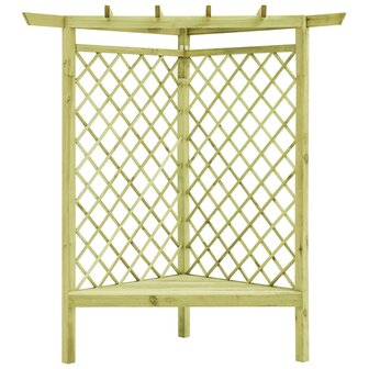 Hoekpergola met zitting 130x130x197 cm ge&iuml;mpregneerd grenenhout