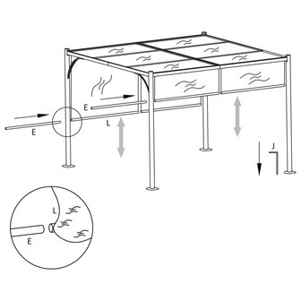 Pergola met verstelbaar dak 3x3 m staal cr&egrave;mewit