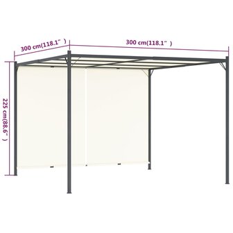 Pergola met verstelbaar dak 3x3 m staal cr&egrave;mewit