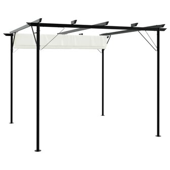 Pergola met uitschuifbaar dak 3x3 m staal cr&eacute;mewit