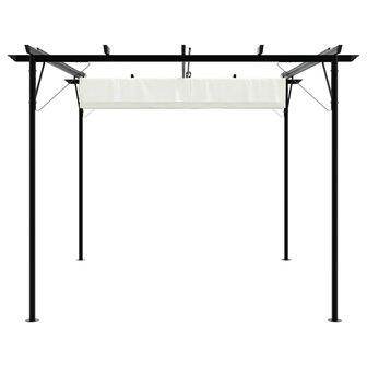 Pergola met uitschuifbaar dak 3x3 m staal cr&eacute;mewit