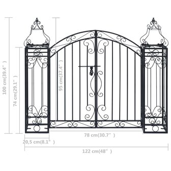 Poort decoratief 122x20,5x100 cm smeedijzer