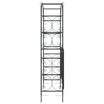 Tuinboog met poort 108x45x235 cm staal zwart