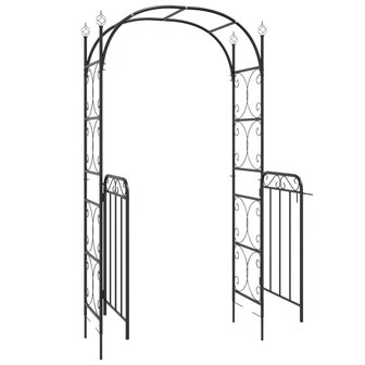 Tuinboog met poort 108x45x235 cm staal zwart