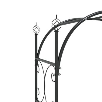 Tuinboog met poort 108x45x235 cm staal zwart