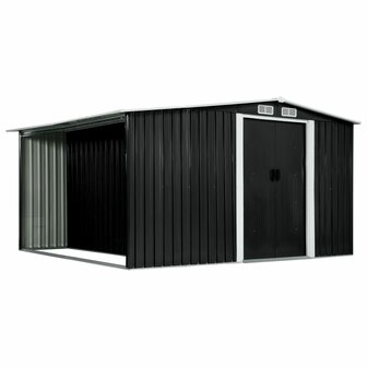 Tuinschuur met schuifdeuren 329,5x312x178 cm staal antraciet