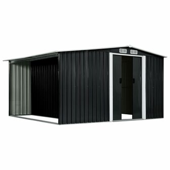 Tuinschuur met schuifdeuren 329,5x312x178 cm staal antraciet