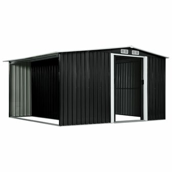 Tuinschuur met schuifdeuren 329,5x312x178 cm staal antraciet