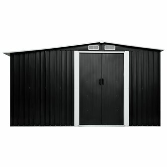Tuinschuur met schuifdeuren 329,5x312x178 cm staal antraciet