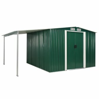 Tuinschuur met schuifdeuren 386x259x178 cm staal groen