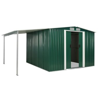 Tuinschuur met schuifdeuren 386x259x178 cm staal groen