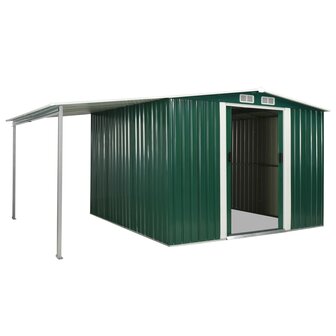 Tuinschuur met schuifdeuren 386x259x178 cm staal groen
