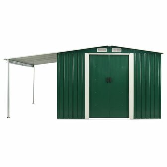 Tuinschuur met schuifdeuren 386x259x178 cm staal groen