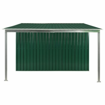 Tuinschuur met schuifdeuren 386x259x178 cm staal groen