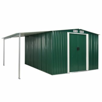 Tuinschuur met schuifdeuren 386x312x178 cm staal groen