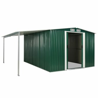 Tuinschuur met schuifdeuren 386x312x178 cm staal groen