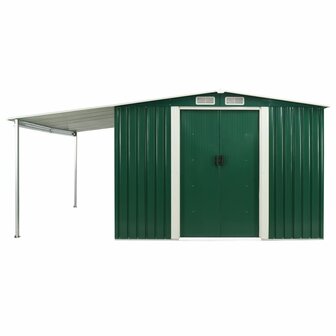 Tuinschuur met schuifdeuren 386x312x178 cm staal groen