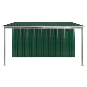 Tuinschuur met schuifdeuren 386x312x178 cm staal groen