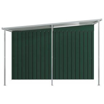 Tuinschuur met verlengd dak 336x270x181 cm staal groen