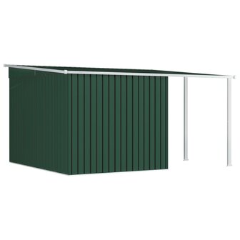 Tuinschuur met verlengd dak 336x270x181 cm staal groen
