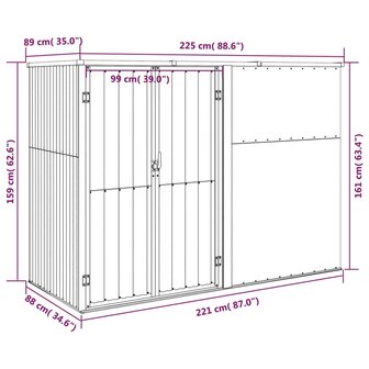 Tuinschuur 225x89x161 cm gegalvaniseerd staal groen